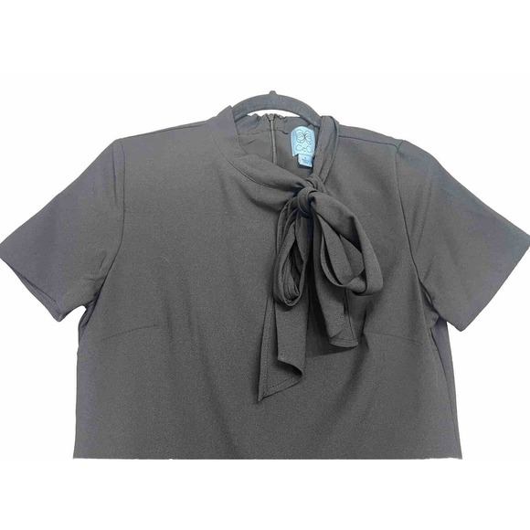 CeCe Bow Neck Short Sleeve A-Line Black Dress Women’s New $129 Size 6 - Picture 6 of 16